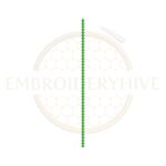 Green leaf stem border embroidery design (E-0952) for machine embroidery, digital download, size 0.19″ × 7.41″.