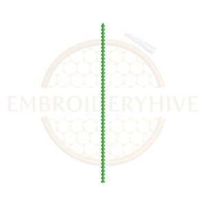 Green leaf stem border embroidery design (E-0952) for machine embroidery, digital download, size 0.19″ × 7.41″.