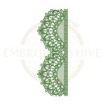 Leafy Lattice Green border embroidery design E-0937, leaf pattern border for machine embroidery, decorative lattice-style leaf border for garments and home textiles.