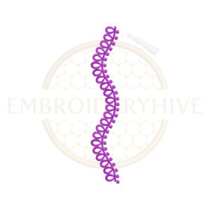 Purple loop chain border embroidery design, simple chain lace border for machine embroidery.
