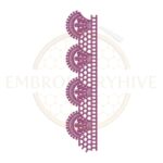 Purple scallop honeycomb border embroidery design E-0946, decorative scalloped machine embroidery border for garments and home décor.