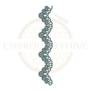 Teal loop chain curvy border embroidery design, decorative chain lace border for machine embroidery, elegant trim for garments and home decor.