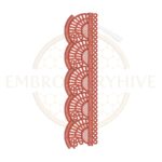 Terracotta fan lace border embroidery design E-0944, elegant fan-style lace pattern for machine embroidery, suitable for clothing and home décor.