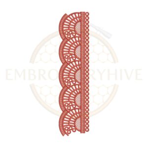 Terracotta fan lace border embroidery design E-0944, elegant fan-style lace pattern for machine embroidery, suitable for clothing and home décor.