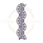 Twisted Floral Spiral border embroidery design E-0938, decorative spiral flower border for machine embroidery, elegant floral twist pattern for apparel and home decor.