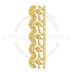 Golden Blossom Curve border embroidery design, floral curved border for machine embroidery, elegant flower border for garments and home decor.
