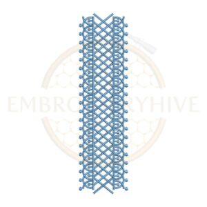Elegant criss-cross scallop border embroidery design with decorative geometric pattern for machine embroidery.