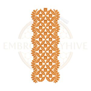 Interlocking geometric petal border embroidery design for machine embroidery, instant download.