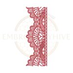 Red Festive Fan border embroidery design, decorative fan pattern for machine embroidery, elegant festive border for clothing and home textiles.