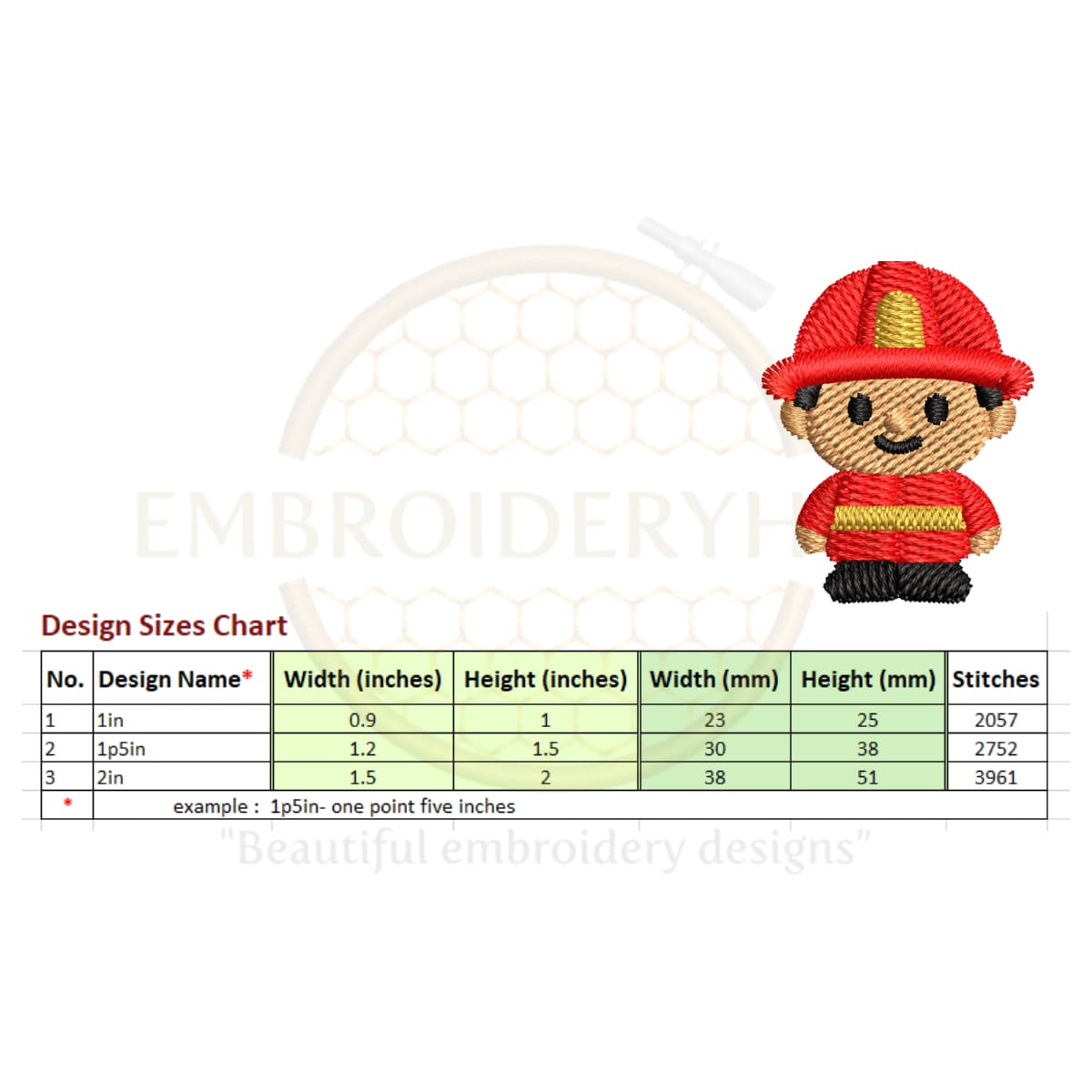Fire Fighter Mini Embroidery design set - Image 3
