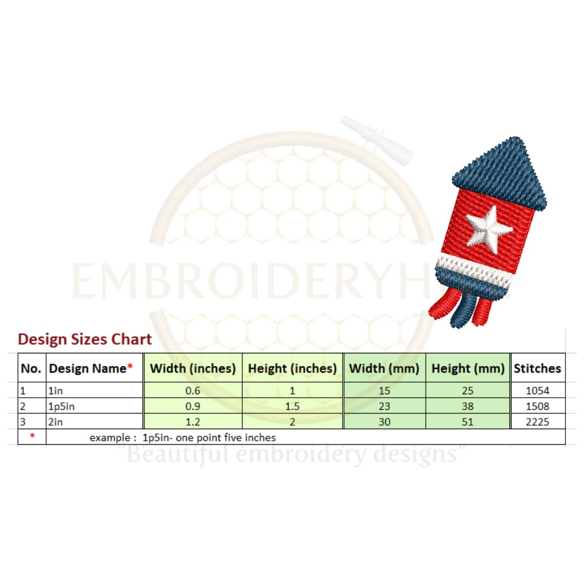 4th July Mini Embroidery design set - Image 3