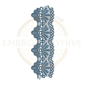 Floral Fan Lace border embroidery design for machine embroidery, elegant floral scallop pattern.
