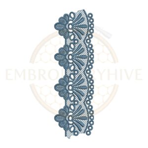 Floral Fan Lace border embroidery design for machine embroidery, elegant floral scallop pattern.