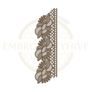 Brown petal cluster flower border embroidery design E-0945, floral machine embroidery border for clothing and home décor.