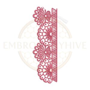 Flower border embroidery design E-0936, decorative floral border for machine embroidery, elegant flower pattern for clothing and home decor.