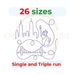 New York end to end quilting embroidery design for edge to edge quilt blocks, machine and longarm quilting.