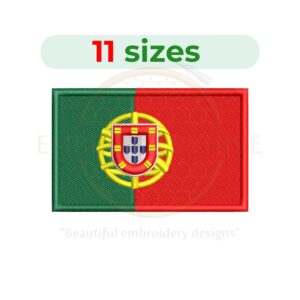 Portugal flag embroidery design for machine embroidery, instant digital download.