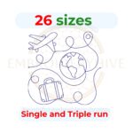 Travel edge to edge quilting embroidery design for quilt blocks and machine quilting.