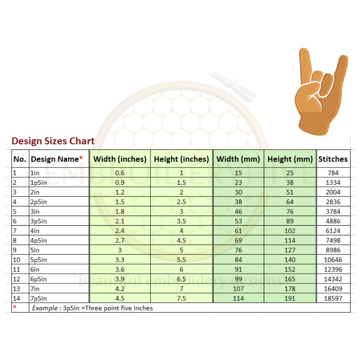 Rock Hand gesture symbol embroidery design - Image 2