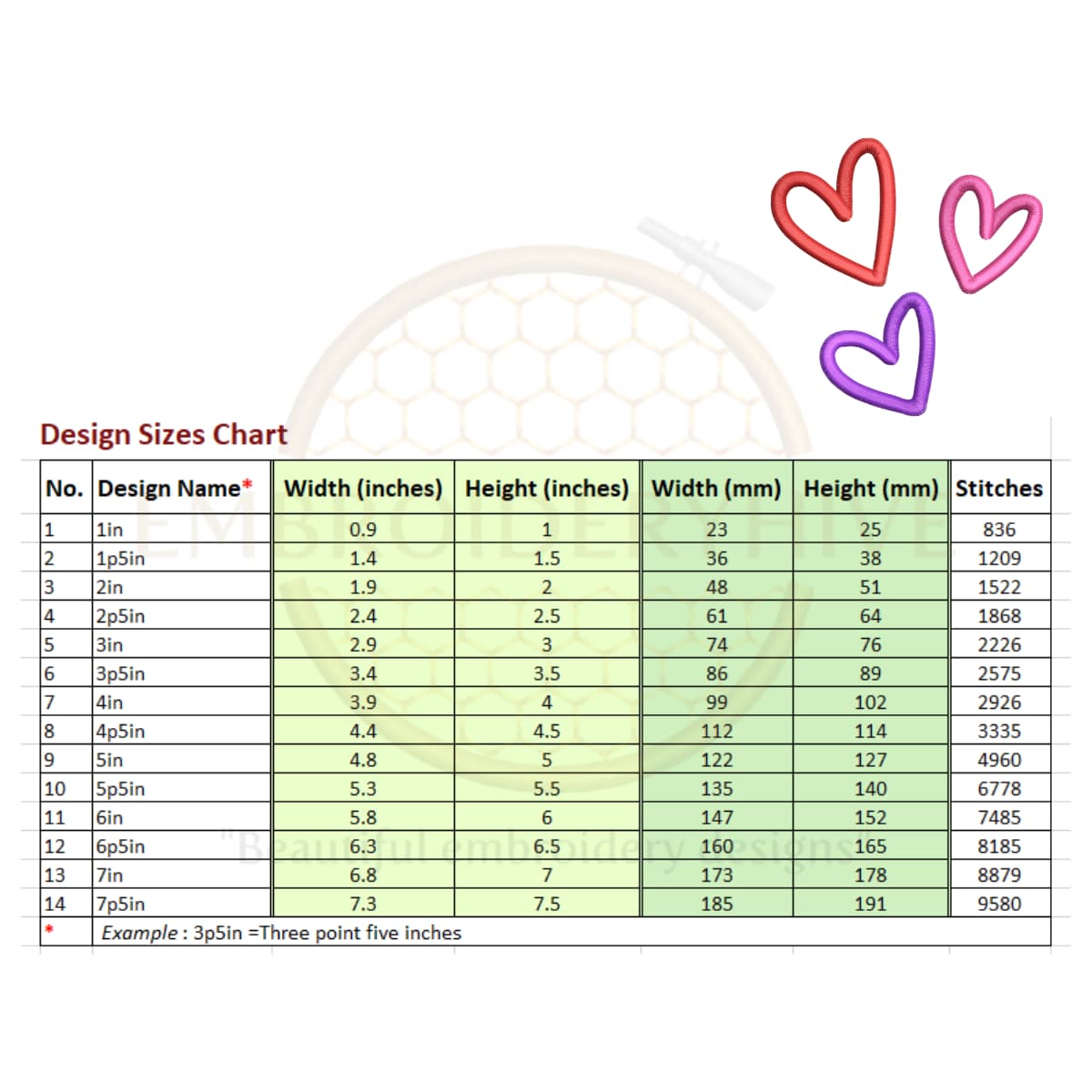 Triple Sketch Heart Embroidery Design - Image 2