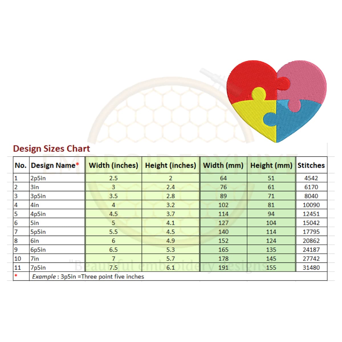 Autism Heart Puzzle embroidery design - Image 2