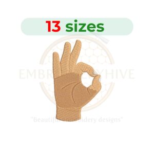 Ok gesture embroidery design, ok hand symbol machine embroidery, hand sign embroidery pattern, gesture embroidery design, digital embroidery download.