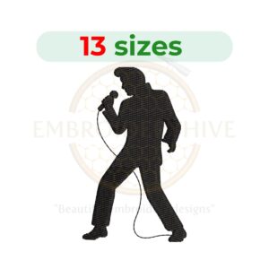 Rock singer embroidery design for machine embroidery, rock music embroidery, singer silhouette embroidery, microphone singer embroidery design, music embroidery digital download.