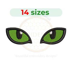 Cat eyes embroidery design for machine embroidery, spooky cat eyes embroidery, feline eyes embroidery file, halloween cat embroidery design, animal eyes embroidery.