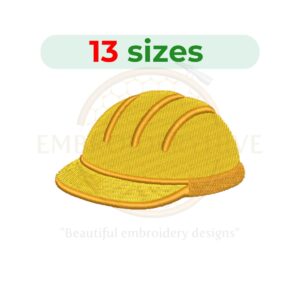Construction helmet embroidery design, safety hard hat machine embroidery pattern, digital download.