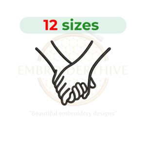 Couple holding hands embroidery design for machine embroidery, romantic couple embroidery, love hands embroidery file, minimalist couple line embroidery, wedding embroidery design.