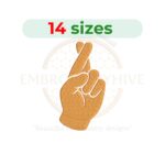 Crossed finger hand symbol embroidery design, fingers crossed gesture embroidery, good luck hand sign embroidery file, crossed fingers machine embroidery, digital embroidery design download.