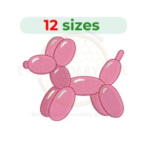 Dog balloon embroidery design for machine embroidery, cute dog balloon embroidery, puppy balloon embroidery design, dog embroidery digital download.