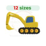 Excavator machine embroidery design for construction-themed projects, digital download.