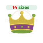 Mardi Gras crown embroidery design for machine embroidery, carnival crown stitch pattern, festive New Orleans Mardi Gras embroidery digital download.