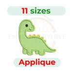 Dinosaur applique embroidery design, dinosaur machine embroidery applique, cute dino embroidery pattern, kids dinosaur embroidery, digital embroidery download.