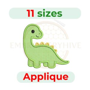 Dinosaur applique embroidery design, dinosaur machine embroidery applique, cute dino embroidery pattern, kids dinosaur embroidery, digital embroidery download.