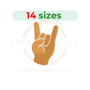 Rock hand gesture symbol embroidery design, rock on hand sign embroidery, metal hand gesture machine embroidery, rock hand sign embroidery file, digital embroidery design download.