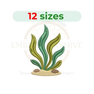 Seaweed embroidery design for machine embroidery, ocean plant embroidery, underwater seaweed embroidery, marine embroidery design, sea life embroidery file.