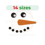 Snowman face embroidery design for machine embroidery, Christmas snowman face stitch pattern, winter holiday embroidery digital download.