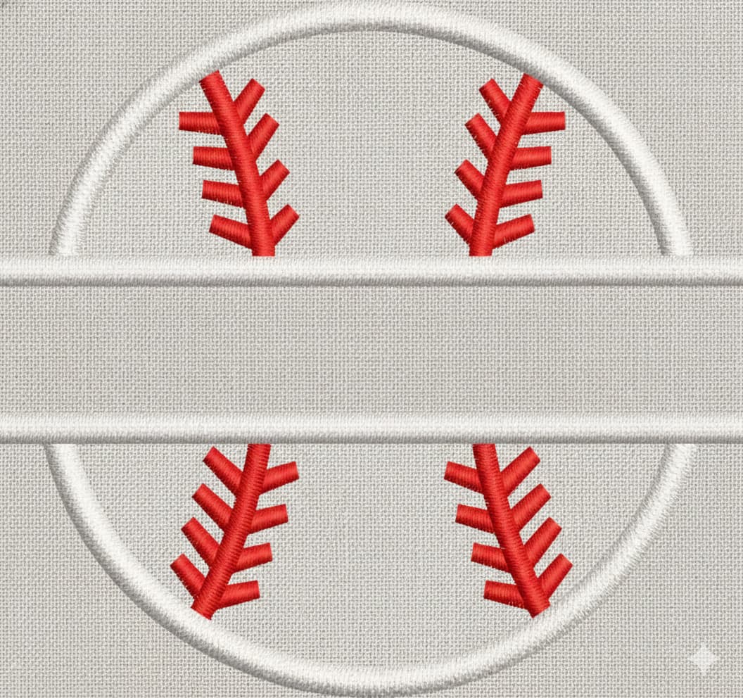Split Softball Embroidery Design - Image 3