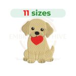 Valentine Labrador dog embroidery design for machine embroidery, Labrador love embroidery, Valentine dog embroidery file, cute Labrador embroidery digital download.