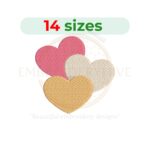 Valentine triple heart embroidery design, love hearts machine embroidery, romantic heart embroidery pattern, digital download.