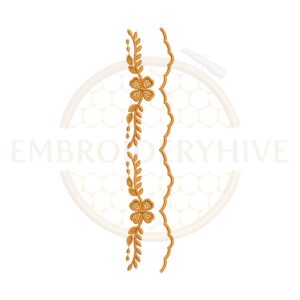 Minimal vine duo lace embroidery design, simple floral border machine embroidery file, decorative vine lace border for tablecloth dress and home decor.