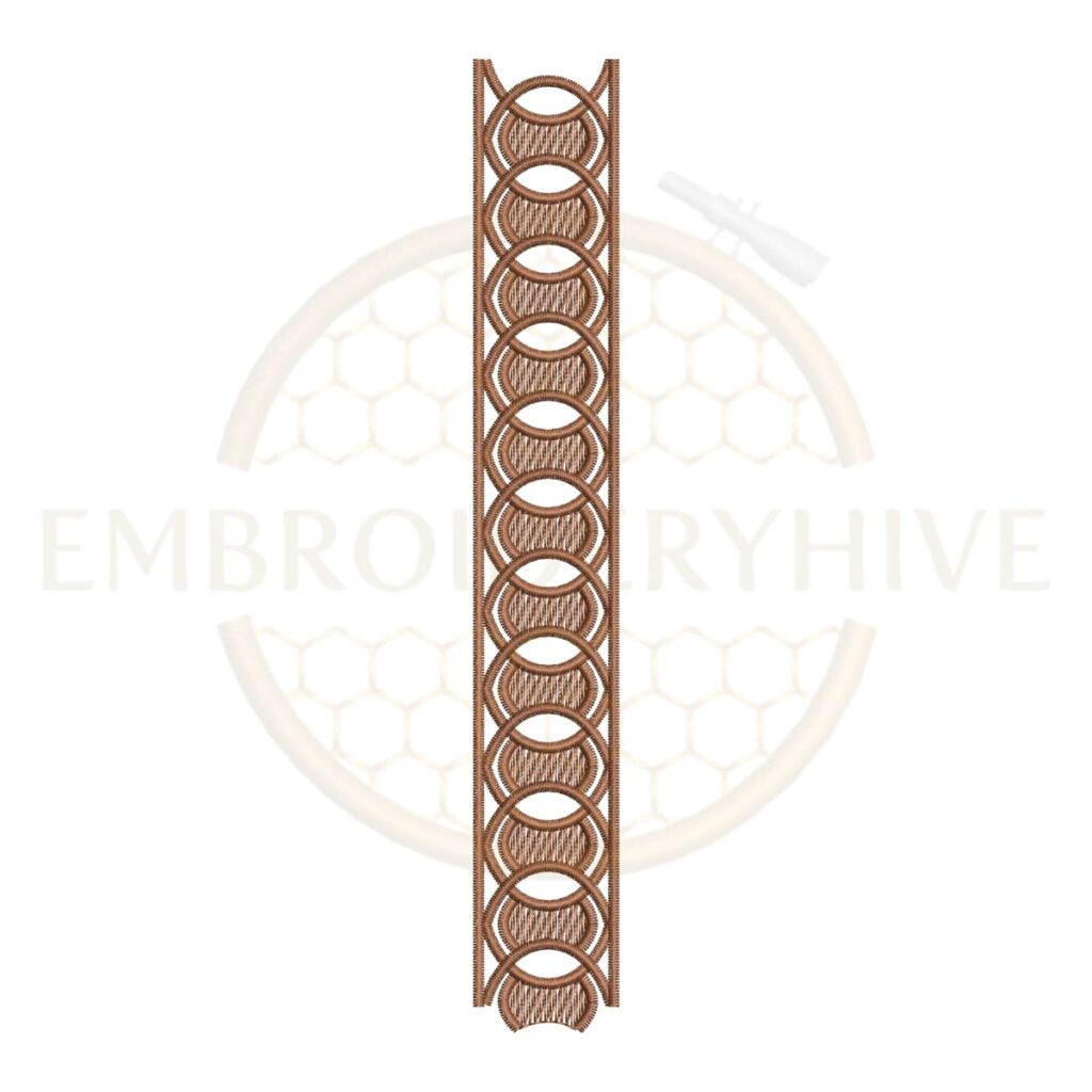 Classic oval chain embroidery design, decorative border machine embroidery file, elegant chain lace border for tablecloth dress and home decor.