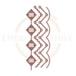 Geometric zigzag diamond lace embroidery design, decorative border machine embroidery file, modern geometric lace border for tablecloth dress and home decor.