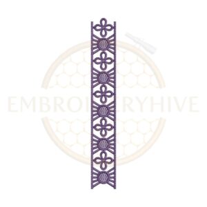 Sunburst clover geometric lace embroidery design, decorative border machine embroidery file, geometric lace border for tablecloth dress and home decor.