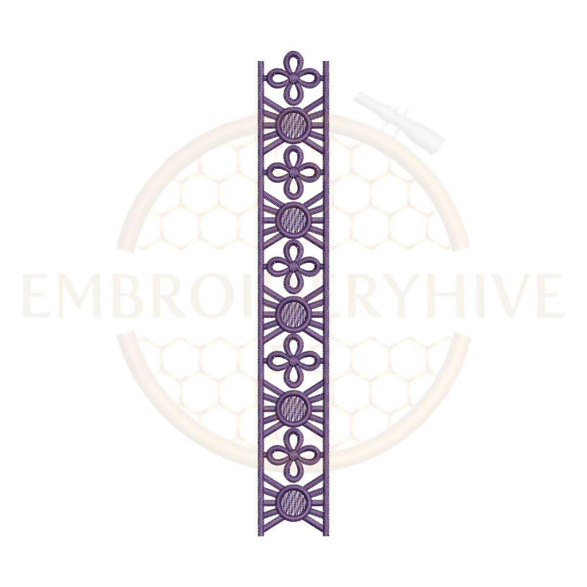 Sunburst clover geometric lace embroidery design, decorative border machine embroidery file, geometric lace border for tablecloth dress and home decor.