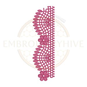 Wavy leaf scallop lace embroidery design, decorative leaf border machine embroidery file, ornamental scallop lace border for tablecloth dress and home decor.