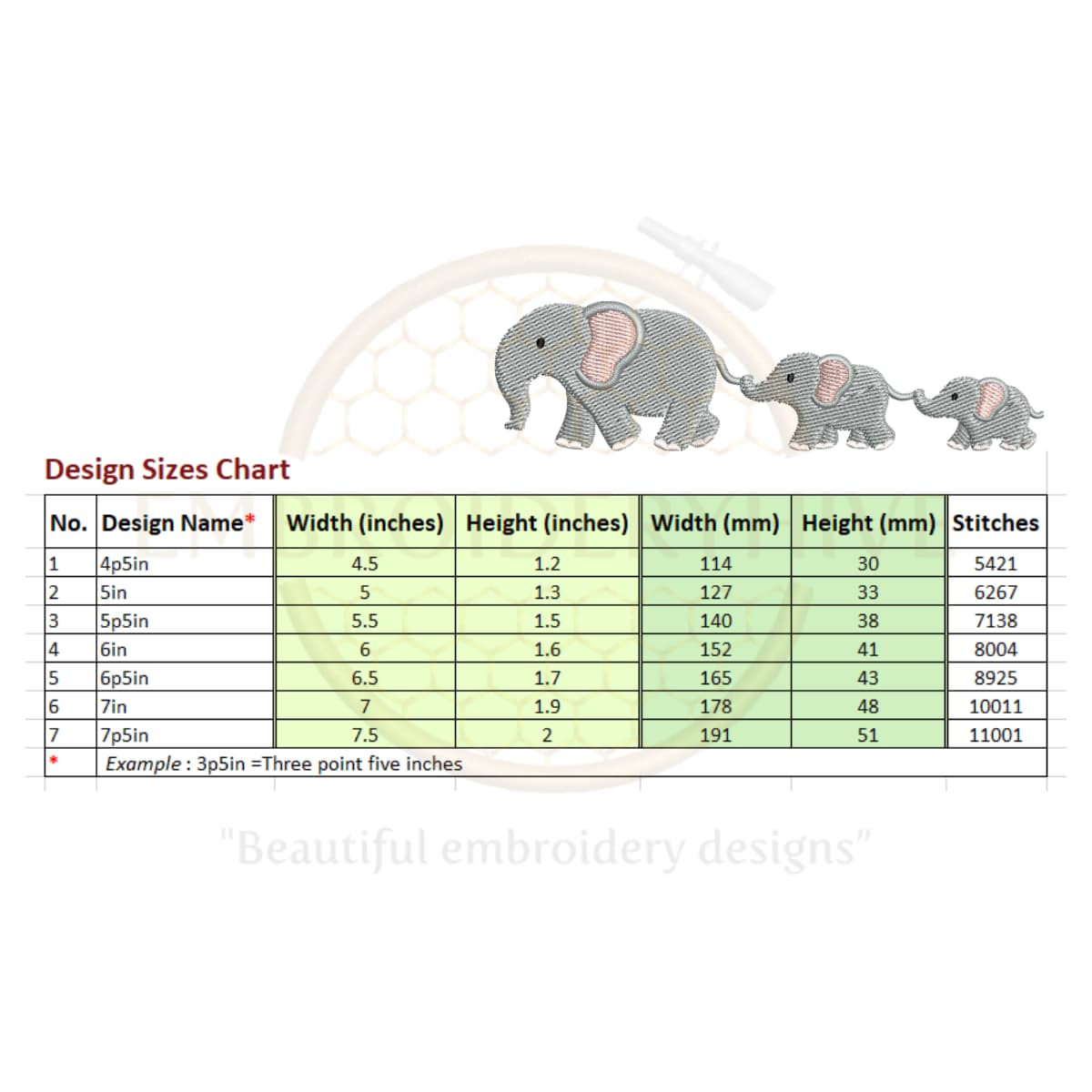 Elephant with babies embroidery design - Image 2