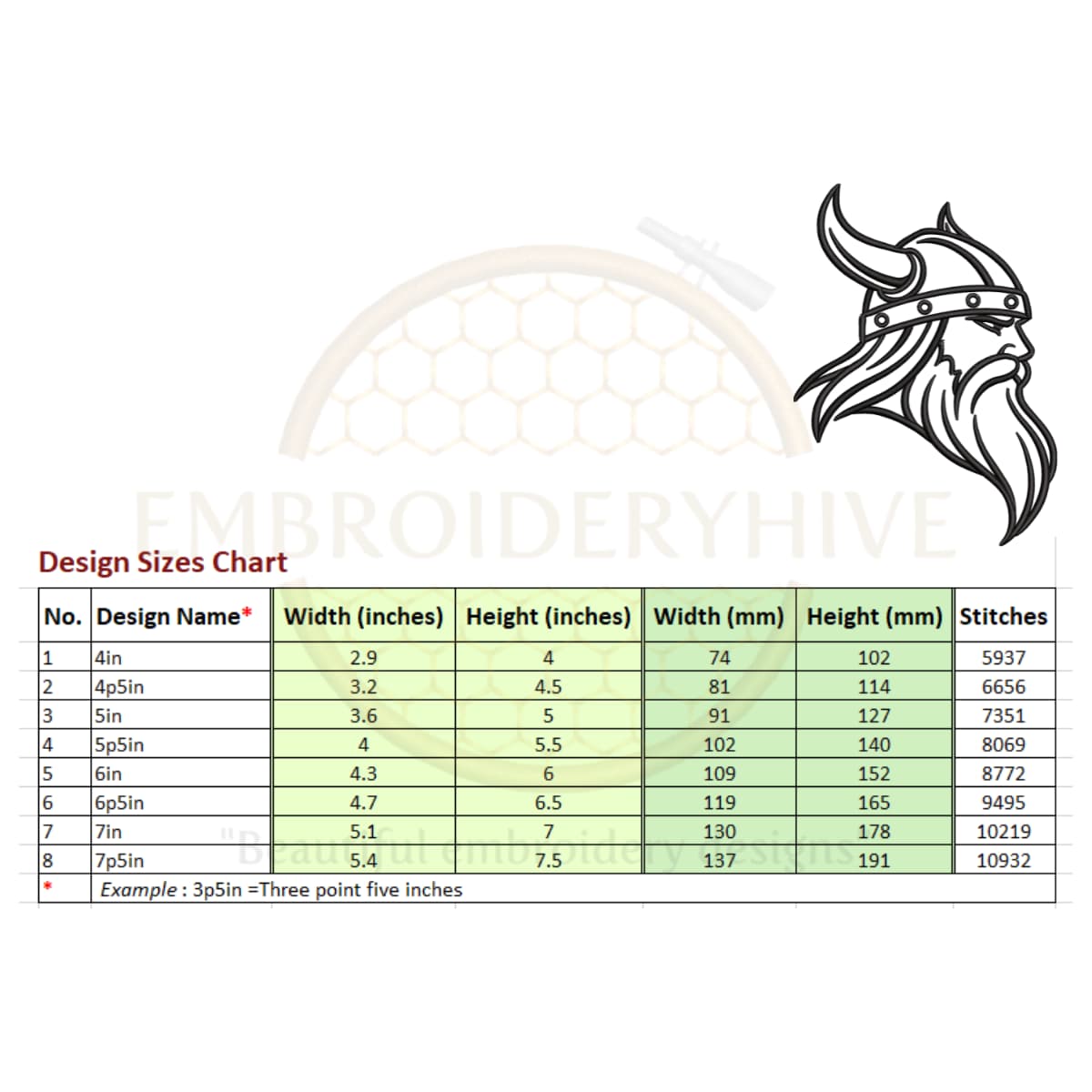 Viking head outline embroidery design - Image 2